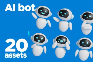 Artificial Intelligence Bot 3D Icon Pack