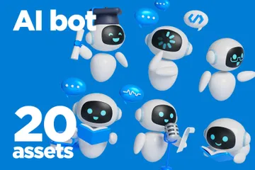 Artificial Intelligence Bot 3D Icon Pack