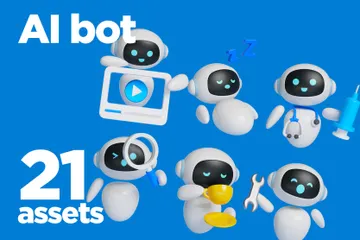 Artificial Intelligence Bot 3D Icon Pack