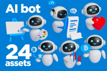 Artificial Intelligence Bot 3D Icon Pack