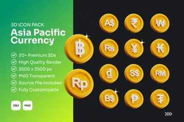 Asia Pacific Currency 3D Icon Pack