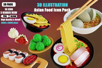 Asiatisches Essen 3D Icon Pack