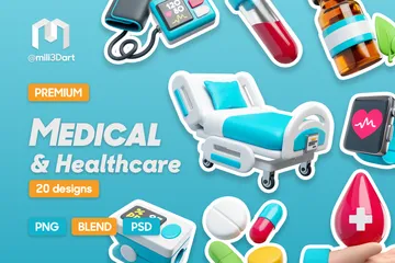 Medicina e saúde Pacote de Icon 3D