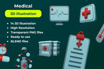 Assistência médica e de saúde Pacote de Icon 3D