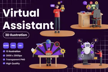Assistente virtual Pacote de Illustration 3D