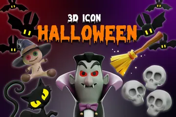 Halloween assustador 3D Icon Pack