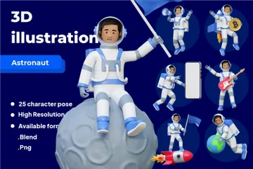 Astronaut 3D Illustration Pack