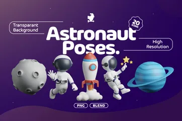 Astronaut Poses 3D Icon Pack