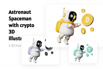 Astronaut Spaceman With Crypto 3D Illustration Pack