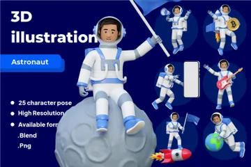 Astronauta Pacote de Illustration 3D