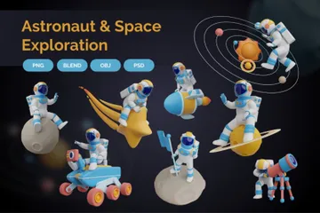 Exploration spatiale des astronautes Pack 3D Illustration
