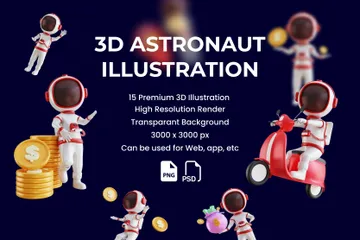 Astronauten-Charakter 3D Illustration Pack