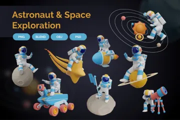 Astronauten-Weltraumforschung 3D Illustration Pack