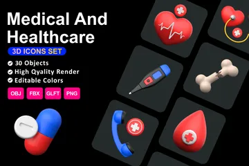 Médico y sanitario Paquete de Icon 3D