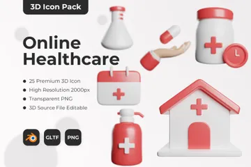 Atención médica en línea Paquete de Icon 3D