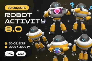Atividade do Robô 8.0 Pacote de Illustration 3D