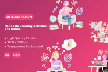 Atividades práticas de aprendizagem e on-line Pacote de Illustration 3D