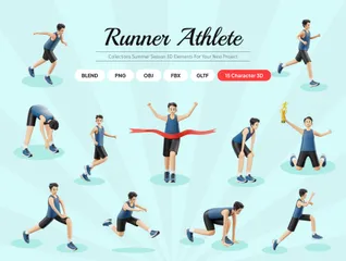 Atleta corriendo Paquete de Illustration 3D