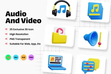 Audio et vidéo Pack 3D Icon