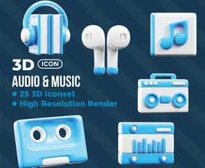 오디오 및 음악 3D Icon 팩