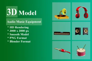 Audio Music Equipment 3D Icon Pack
