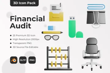 Auditoría financiera Paquete de Icon 3D