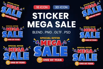 Aufkleber Mega Sale 3D Sticker Pack