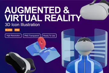Augmented Virtual And Mixed Reality 3D Icon Pack