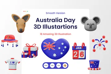 Australian Day 3D Illustration Pack