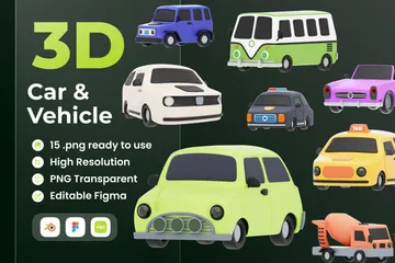 Auto & Fahrzeug 3D Icon Pack