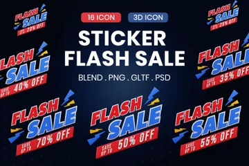 Pack d'icônes 3D de vente flash d'autocollants Pack 3D Sticker