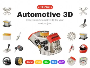 Automobilindustrie 3D Icon Pack