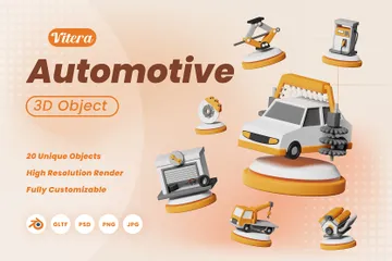 Automobilindustrie 3D Icon Pack