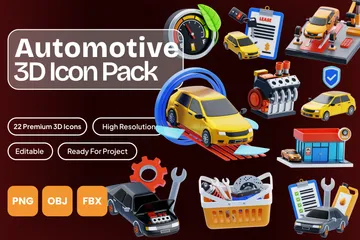 Automobilindustrie 3D Icon Pack