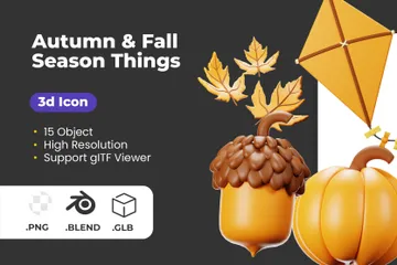 Autumn & Fall Season Things 3D Icon Pack
