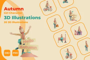 Autumn Girl Character 3D Illustration Pack