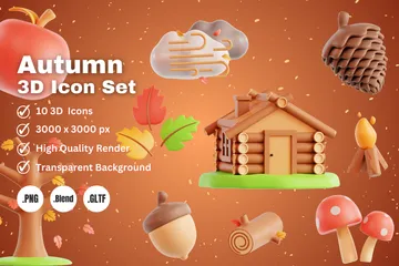 秋の季節 3D Iconパック