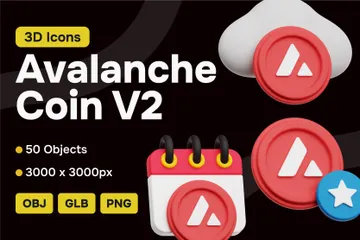 Avalanche Crypto Coin V2 3D Icon Pack