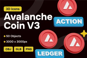 Avalanche Crypto Coin V3 3D Icon Pack