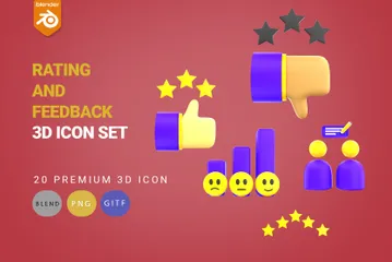 Avaliação e feedback Pacote de Icon 3D