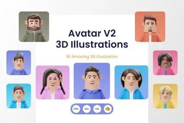 Avatar Pacote de Illustration 3D