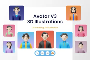 Avatar Paquete de Illustration 3D