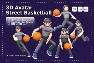 Basquete de Rua Avatar Pacote de Illustration 3D