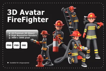 Avatar de bombero Paquete de Illustration 3D