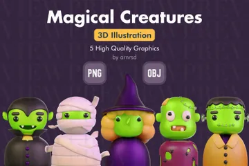 Avatar de criaturas mágicas fofas Pacote de Icon 3D