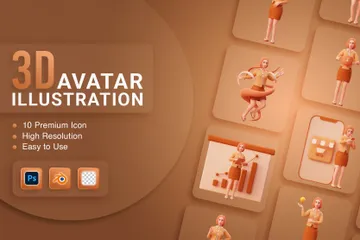 Avatar de fille d'affaires corps entier Pack 3D Illustration
