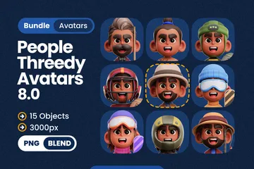 Pasatiempos Personas Avatares Paquete de Icon 3D