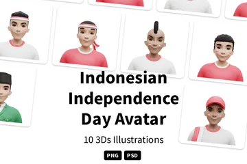 Avatar do Dia da Independência da Indonésia Pacote de Icon 3D