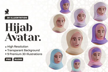 Avatar de hijab Pacote de Icon 3D