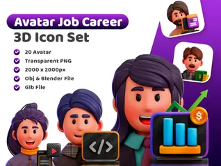 Avatar Job Career 3D Icon Pack